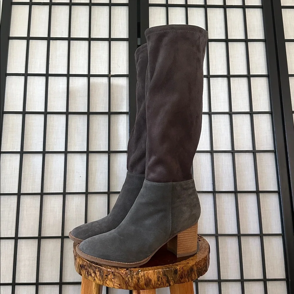 Blondo Waterproof Knee High Boots Charcoal Suede Leather Soft Calf 9B Like New